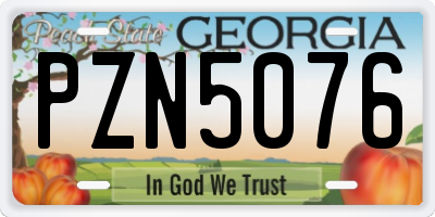 GA license plate PZN5076