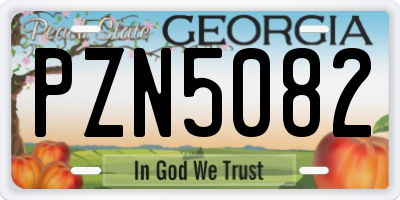 GA license plate PZN5082