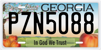 GA license plate PZN5088
