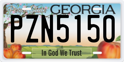 GA license plate PZN5150
