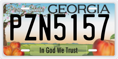 GA license plate PZN5157