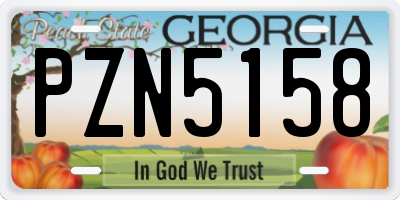 GA license plate PZN5158