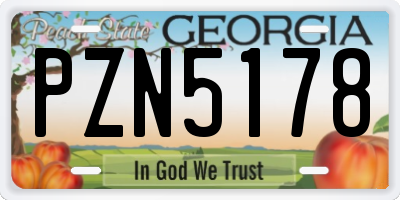 GA license plate PZN5178