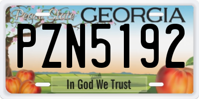 GA license plate PZN5192
