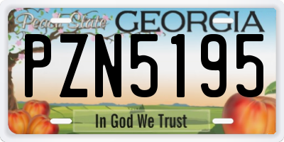 GA license plate PZN5195