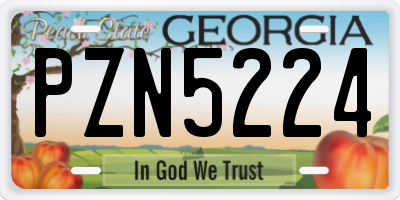 GA license plate PZN5224