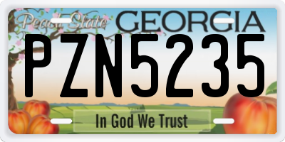 GA license plate PZN5235