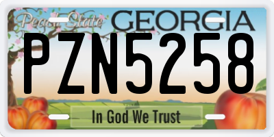 GA license plate PZN5258