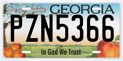GA license plate PZN5366