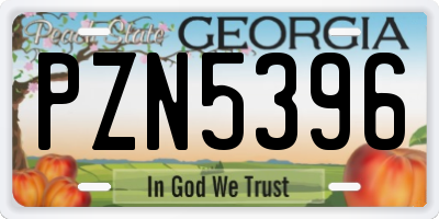 GA license plate PZN5396