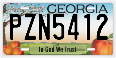 GA license plate PZN5412