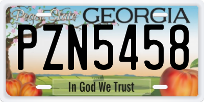 GA license plate PZN5458