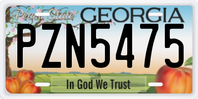 GA license plate PZN5475