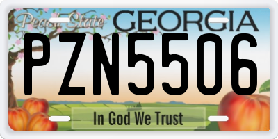 GA license plate PZN5506