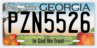 GA license plate PZN5526