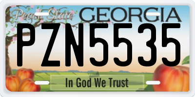 GA license plate PZN5535
