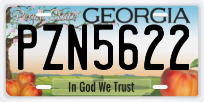 GA license plate PZN5622