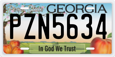 GA license plate PZN5634