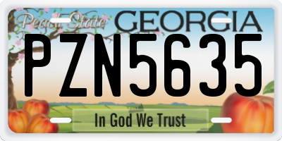 GA license plate PZN5635