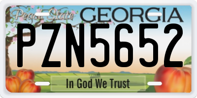 GA license plate PZN5652