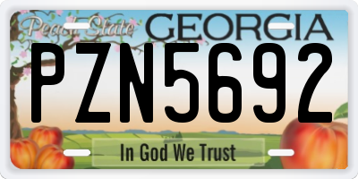 GA license plate PZN5692