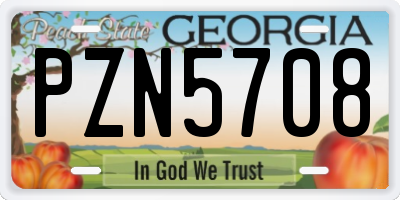 GA license plate PZN5708