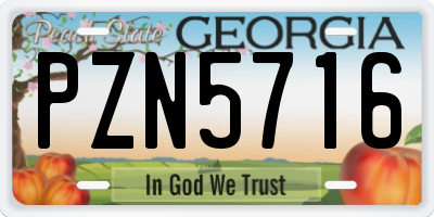 GA license plate PZN5716