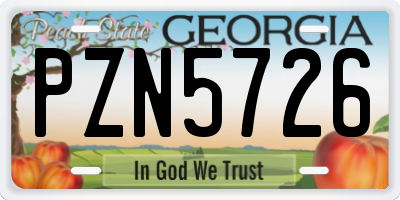 GA license plate PZN5726
