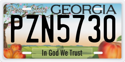 GA license plate PZN5730