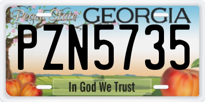 GA license plate PZN5735