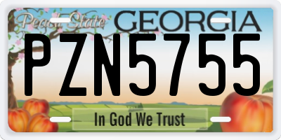 GA license plate PZN5755