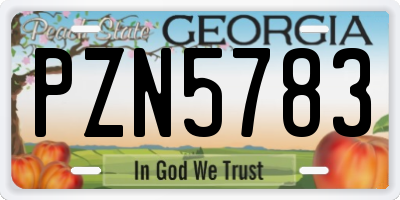 GA license plate PZN5783