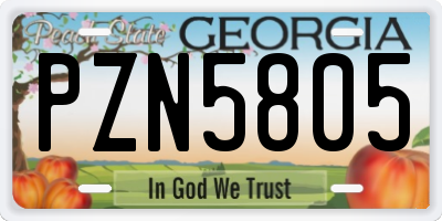 GA license plate PZN5805