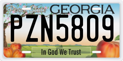GA license plate PZN5809