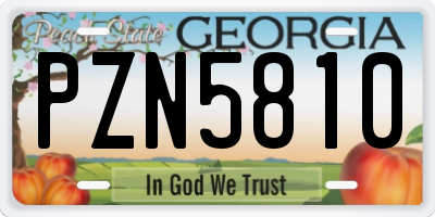 GA license plate PZN5810