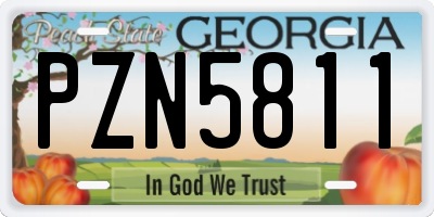 GA license plate PZN5811