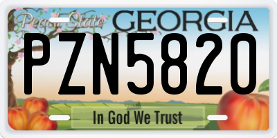 GA license plate PZN5820