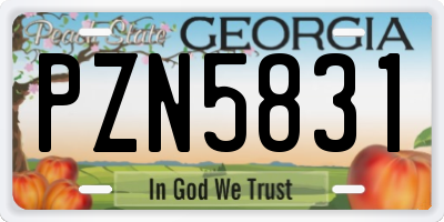 GA license plate PZN5831