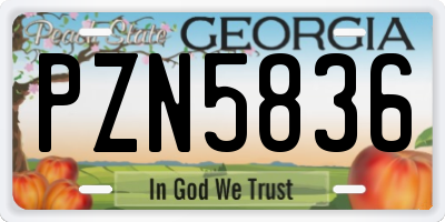 GA license plate PZN5836