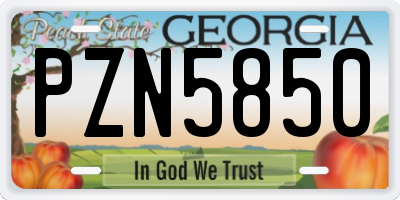 GA license plate PZN5850