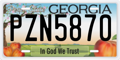 GA license plate PZN5870