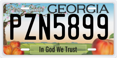 GA license plate PZN5899