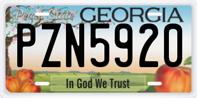 GA license plate PZN5920
