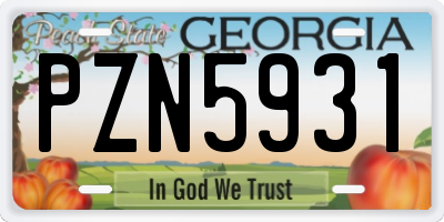 GA license plate PZN5931