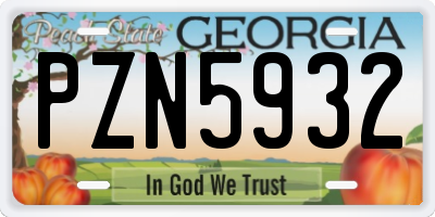 GA license plate PZN5932