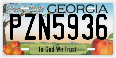 GA license plate PZN5936