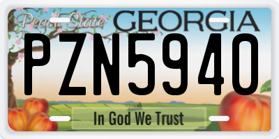 GA license plate PZN5940