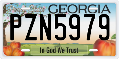 GA license plate PZN5979