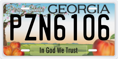 GA license plate PZN6106