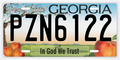 GA license plate PZN6122